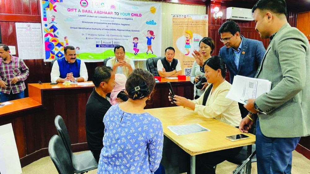 Real time Baal Aadhaar registration being demonstrated at the Commissioner’s office in Kohima on August 31. (Morung Photo)